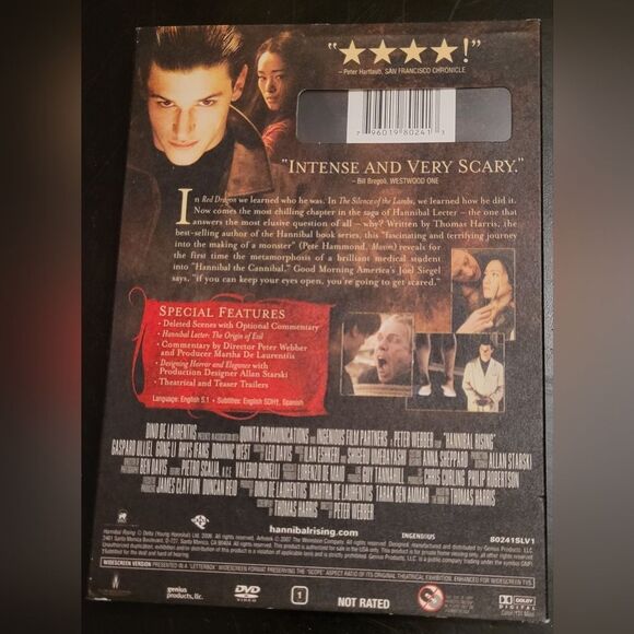 Hannibal Rising (Unrated) (DVD, 2007) Widescreen Edition Halloween Horror Movie - Picture 2 of 2